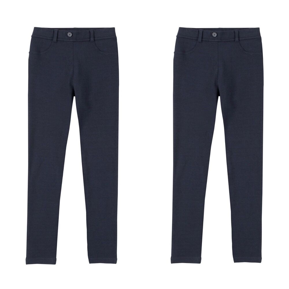 Lot Of 2 Chaps Navy Blue Uniform Elastic Waist Ponte Knit Jeggings Pants Size 12